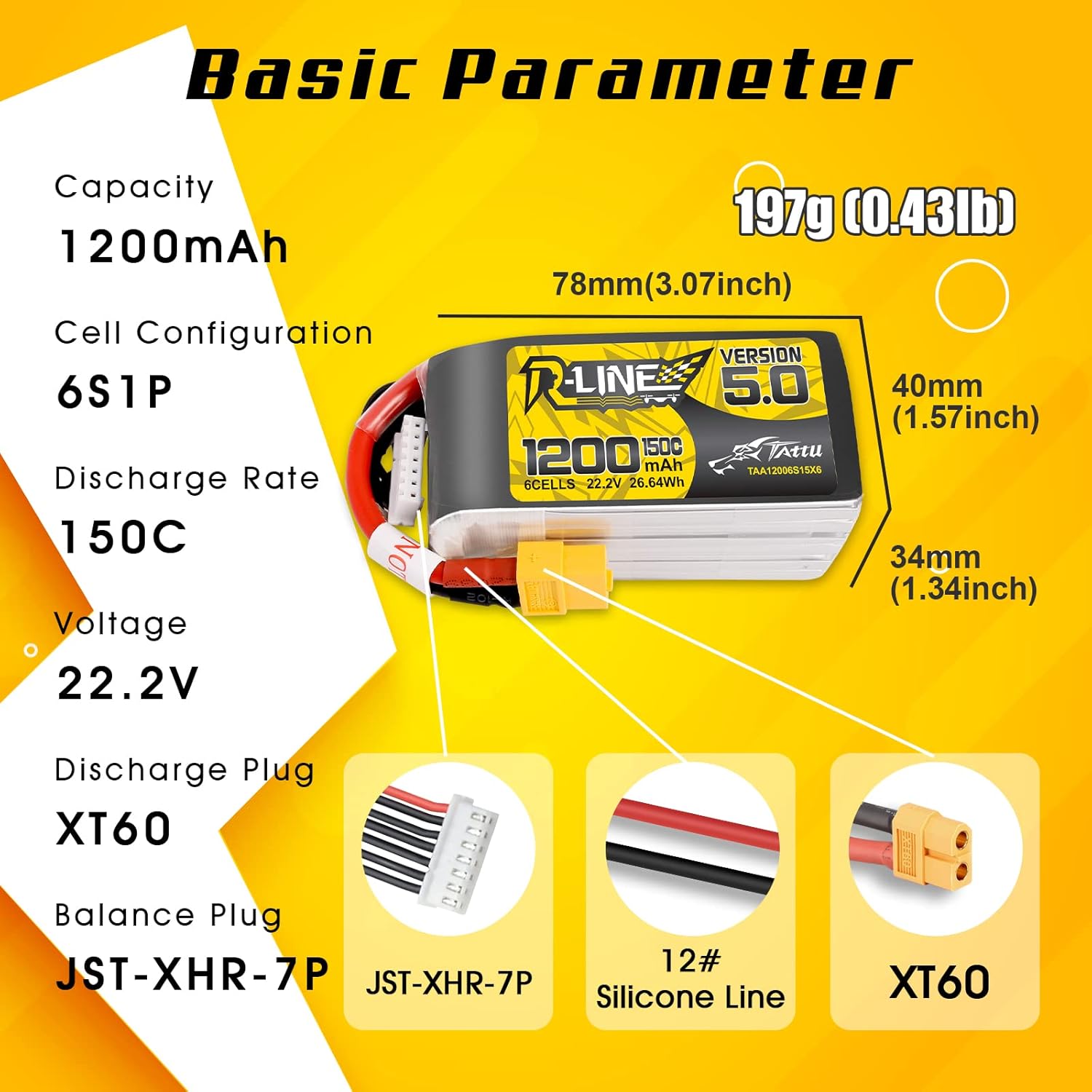 TATTU R-LINE 5.0 22.2V 1200MAh - Drone Battery 6S ulasan dan harga