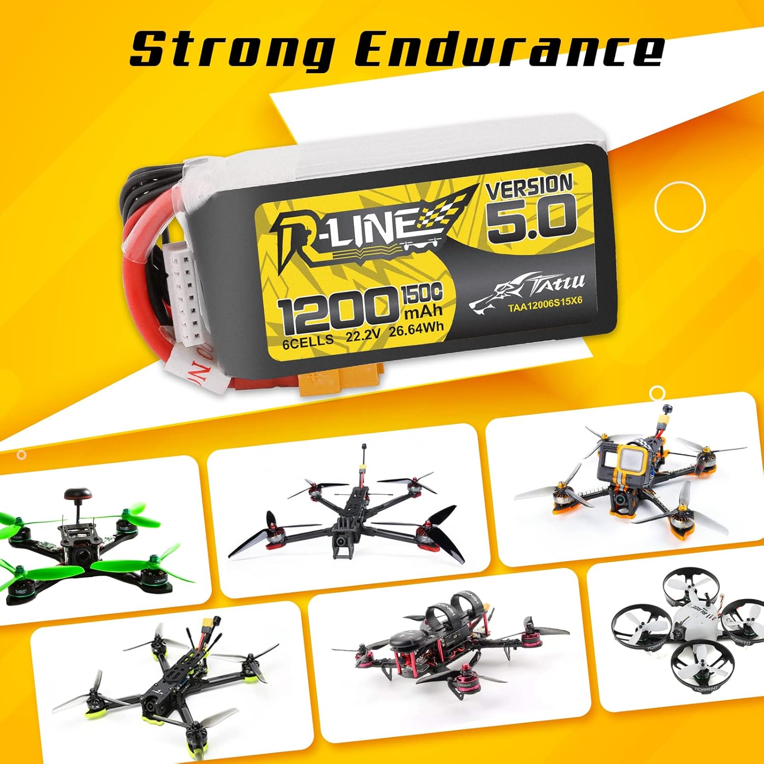 TATTU R-LINE 5.0 22.2V 1200MAh - Drone Battery 6S ulasan dan harga
